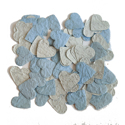 Confetti van zaadpapier - Hartjes Pastelblauw